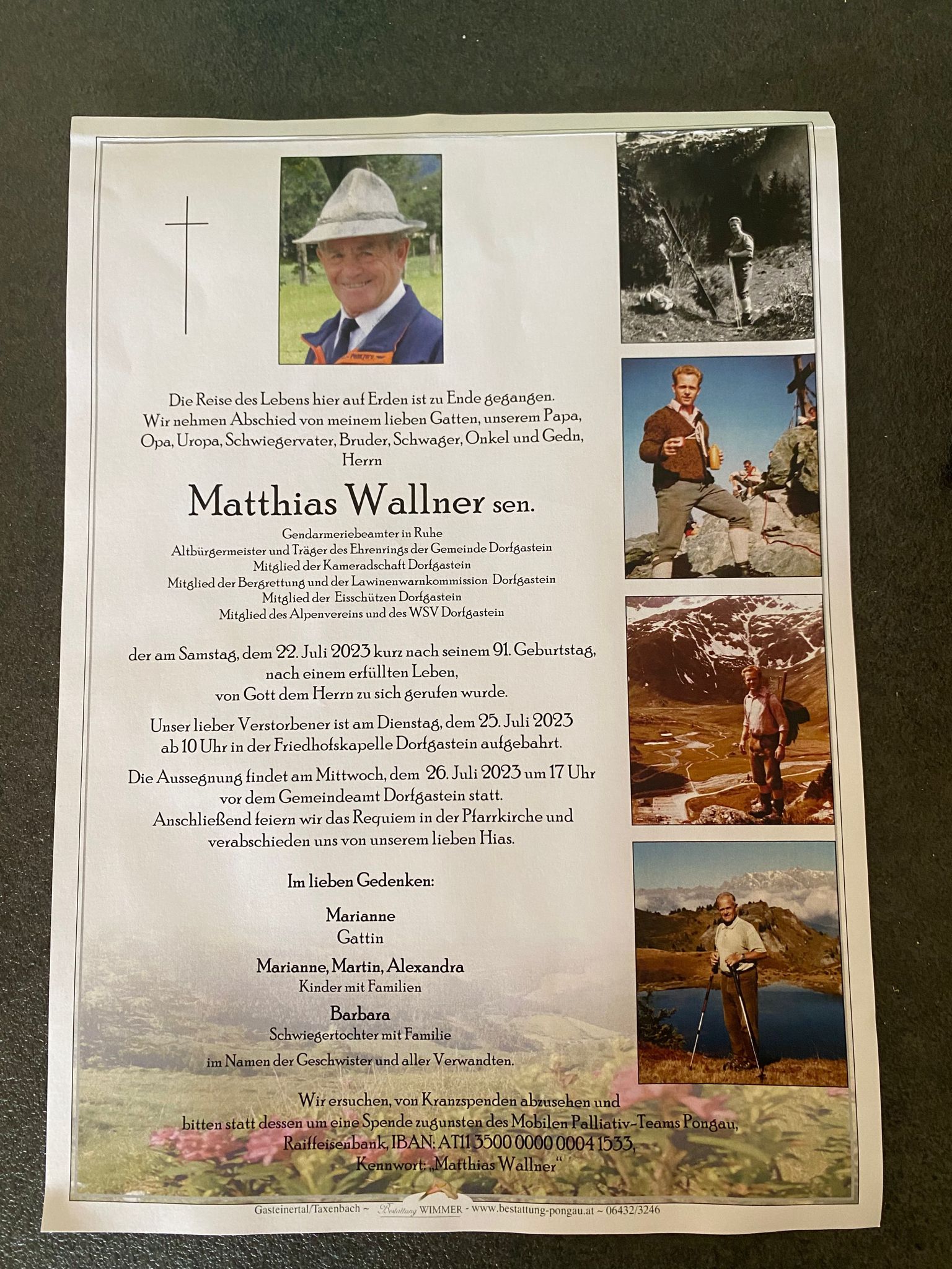 Gedenken Matthias Wallner ÖBRD Dorfgastein