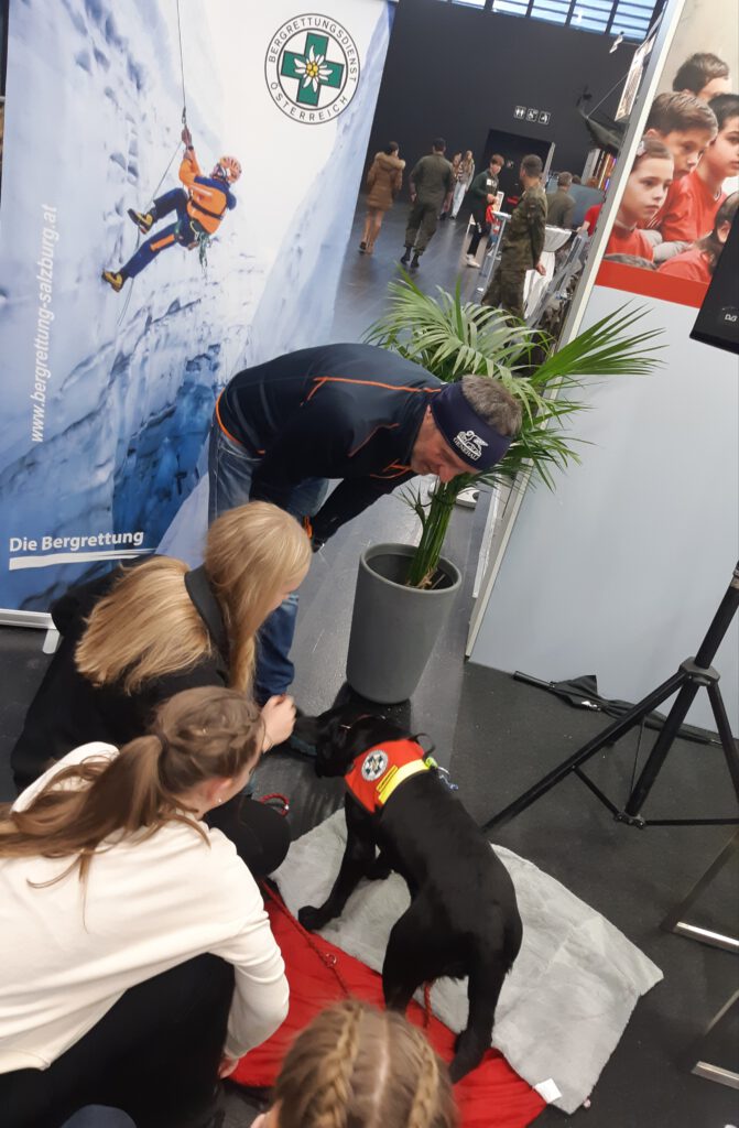 Der kleine Star auf der BIM: Bergrettungshündin “Akira”